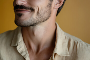 Obraz premium a close up of a man's face looking to a side