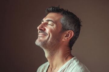 Fototapeta premium a close up of a smiling man's face