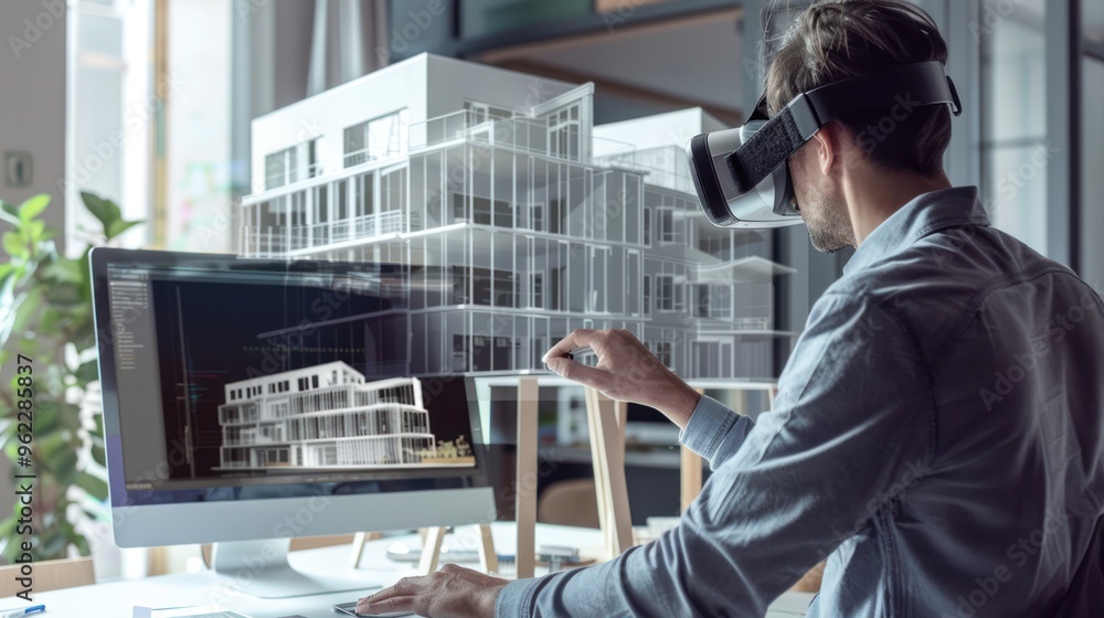 Poster architect using vr technology for building design