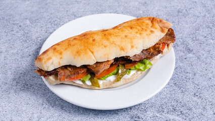 Delicious doner kebab on plate