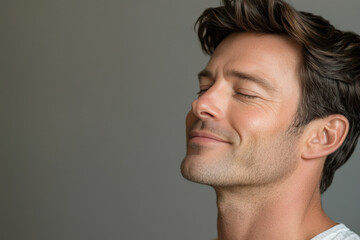 Fototapeta premium a close up of a smiling man's face