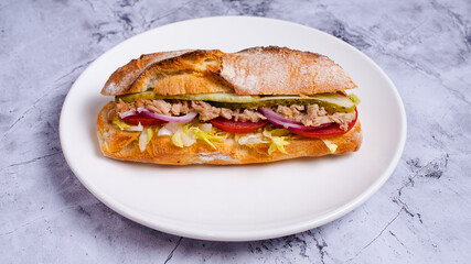 Italian tuna sandwich on plate