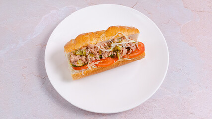 Italian tuna sandwich on plate