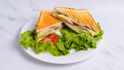 Sliced club sandwich