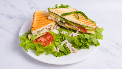 Sliced club sandwich