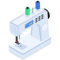 Modern Sewing Machine in Isometric Style