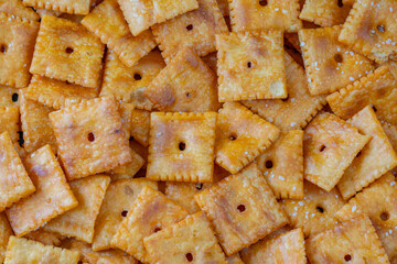 Cheese Snack Crackers in a Pile