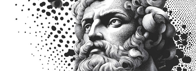 Abstract Zeus with Pointillist Halftone Stipple Effect