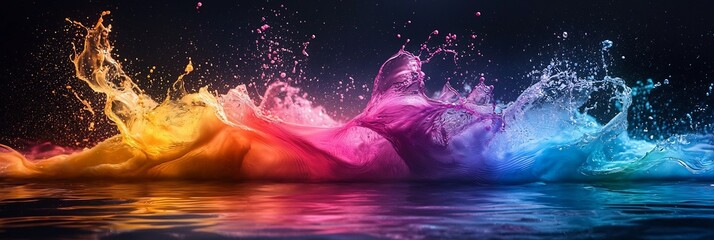 Fototapeta premium Dynamic splash of water colorful dyes creating a mesmerizing visual effect