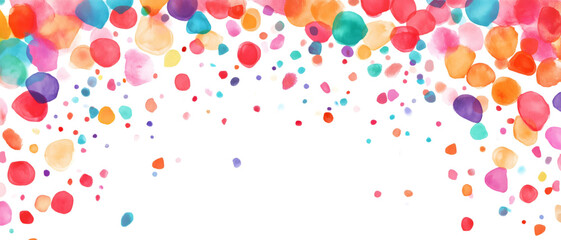 Colorful Confetti Border Frame Repeat Pattern on White Background