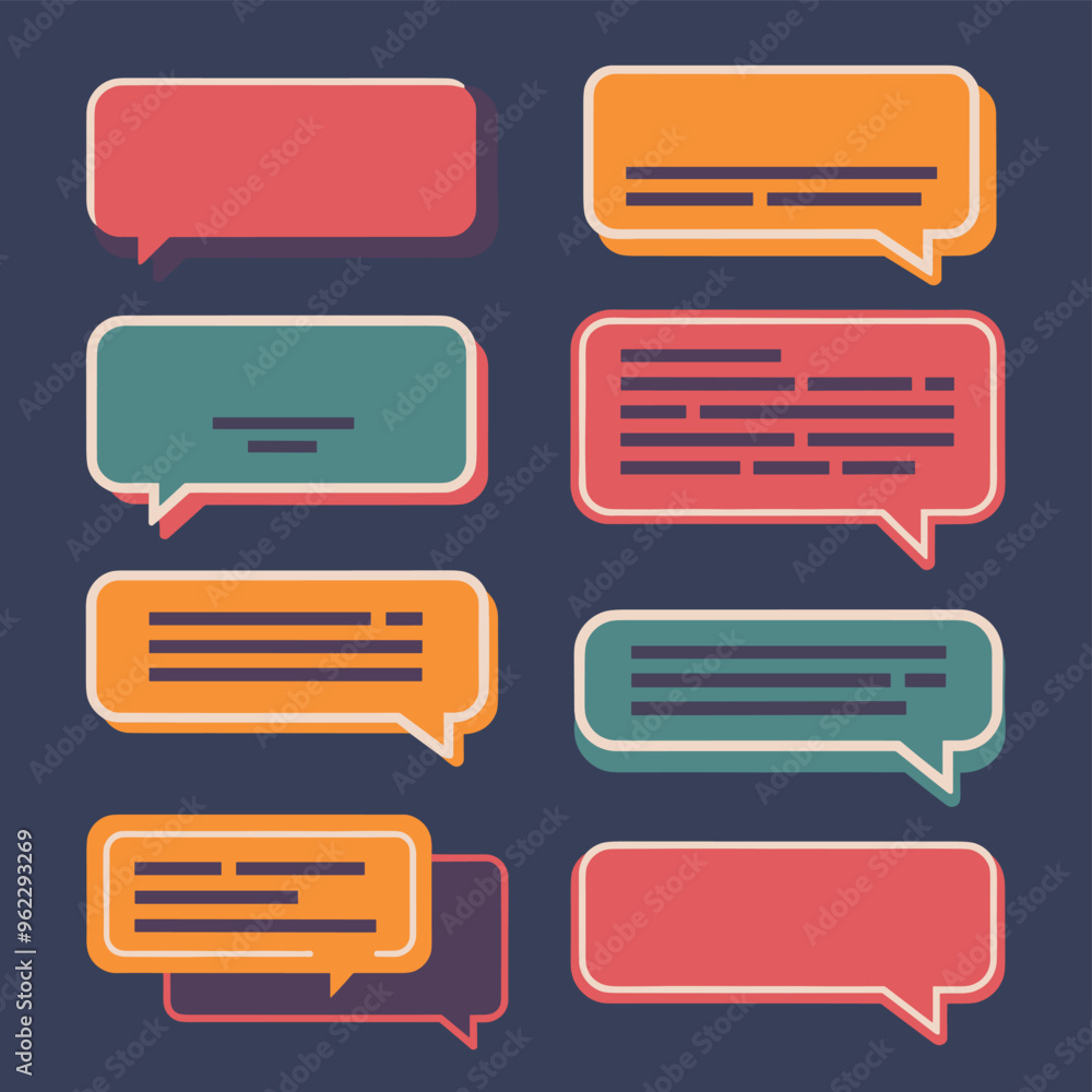 Aufkleber colorful speech bubbles on a dark background, representing communication and conversation in digital