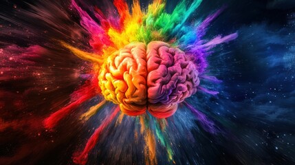 Colorful explosion of a human brain concept