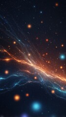 hyperspace speed effect in night starry sky bright blue galaxy horizontal background.