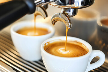 Close up of a coffee machine making espresso
