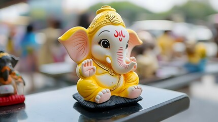 Yellow Ganesha Statue Figurine
