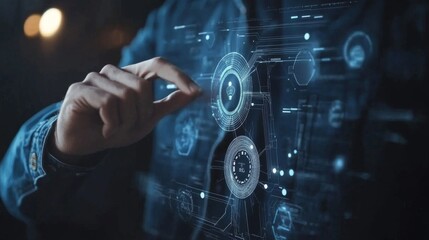 Fototapeta premium Touching the Future: Digital Interaction