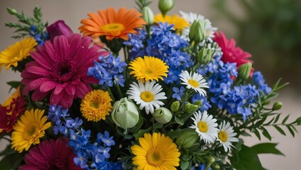 A colorful bouquet adorned with star decorations.