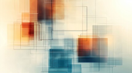 Obraz premium An abstract background featuring geometric shapes with gradients in shades of blue, orange, and white, ideal for technology-themed presentations