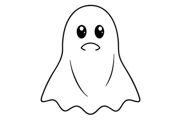 A cute funny happy ghosts. Childish spooky boo characters for kids. Magic scary spirits with different emotions and face expressions. Isolated flat cartoon vector illustrations of comic phantoms