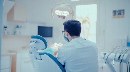 Dentist at Work in Modern Clinic