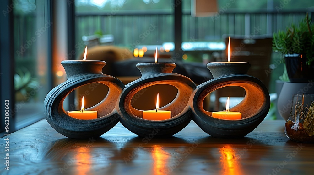 Poster a group of candles in a row.