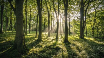 Fototapeta premium Serene Sunlit Forest