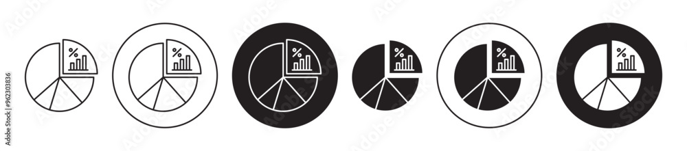 Canvas Prints Market share vector icon set black filled and outlined style.