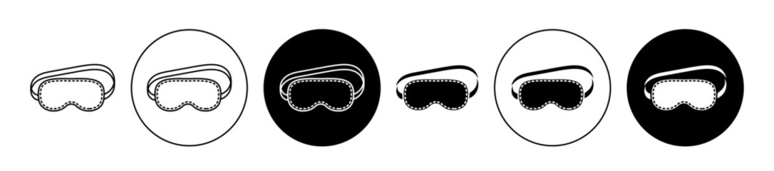 Sleeping mask vector icon set black filled and outlined style.