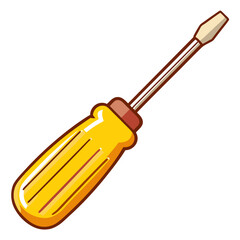 Illustration of a flat-head screwdriver with a yellow and red handle
