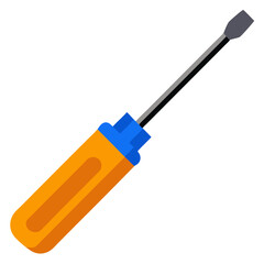 Flathead screwdriver with orange handle and blue accent