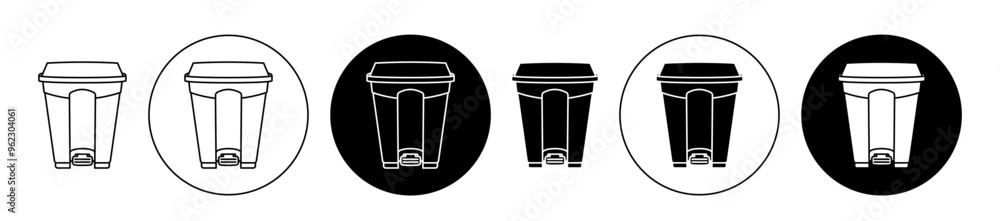 Wall mural waste bin vector icon set black filled and outlined style.