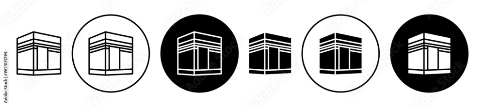 Wall mural kaaba vector icon set black filled and outlined style.