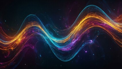 Abstract cosmic energy waves in vibrant colors, offering a dynamic background with space for text.