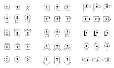Can also be used for rankings! Pop bonus material set: ribbons, medals, crowns. Competitive icons. Rating system icons. Favorite, best rating, award symbols. Ranking medal icon illustration set