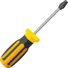 Illustration of a flat-head screwdriver with a yellow and black handle