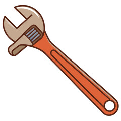 Illustration of a red adjustable wrench on a white background
