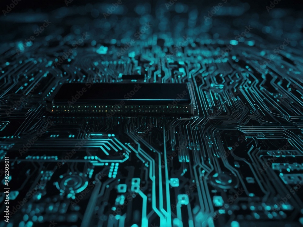 Poster abstract technology background emphasizing cybersecurity and data protection.