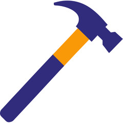 Illustration of a blue and orange hammer on a white background