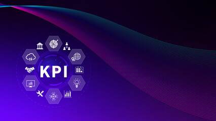 KPI, Key Performance Indicator concept, Management data System KPI connected database follow earnings, operations and sales data, Financial business data analytics graph dashboard.