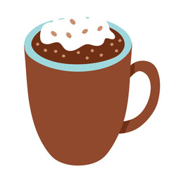 Illustration of a brown mug with whipped cream on top of a hot beverage