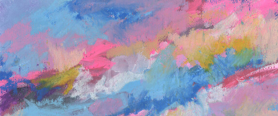 Art oil and acrylic smear blot dot canvas painting wall. Abstract color stain brushstroke texture background.