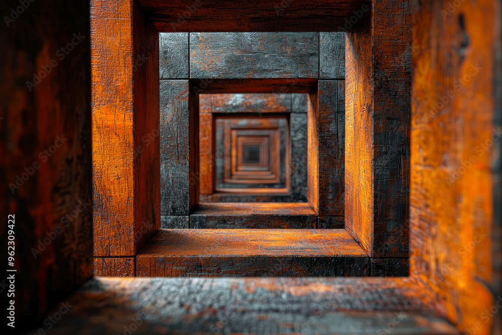 Poster a series of concentric squares within each other, demonstrating principles of scale and proportion i