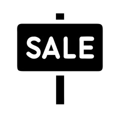 a simple black and white icon of a sign with the word 