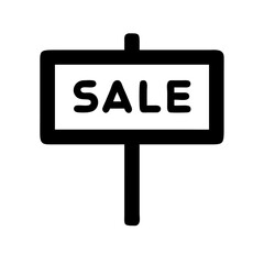 a simple black and white icon of a sign with the word 