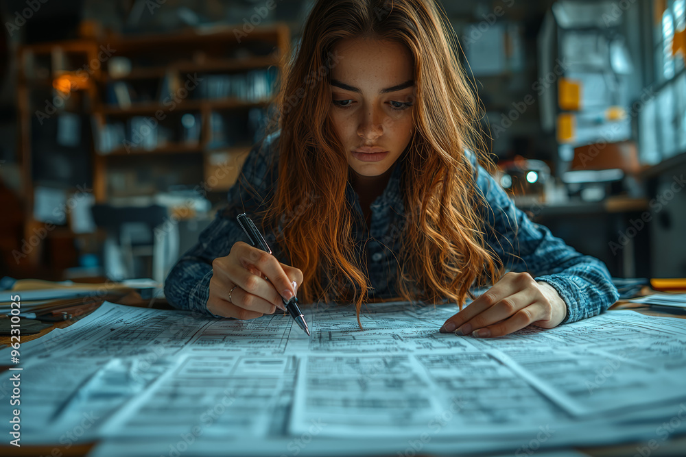 Poster a person analyzing a complex tax return with a sense of confusion, representing the difficulties of 