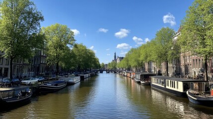 Fototapeta premium Scenic Canal View in Amsterdam