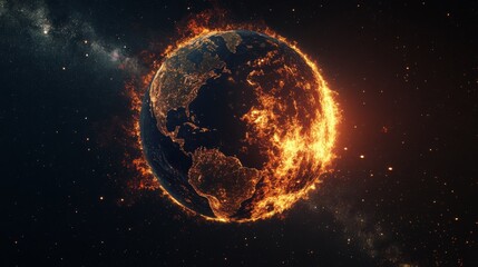 Fiery Earth in Space