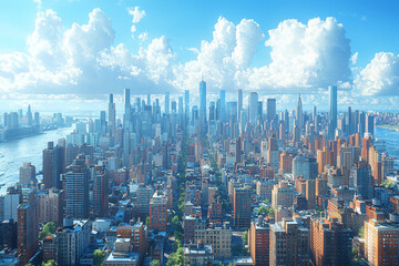 Obraz premium A city skyline with new skyscrapers emerging, showcasing urban growth and modern architecture. Concept of urban development and city planning.