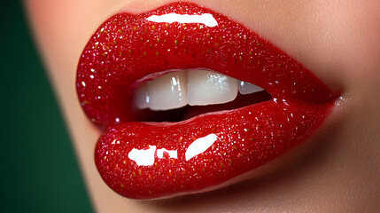 Red lips showcasing bright white teeth