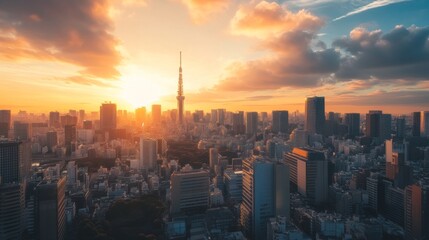 Fototapeta premium Tokyo Skyline at Sunset